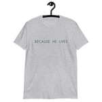 Load image into Gallery viewer, Because He Lives Tee (White &amp; Grey)
